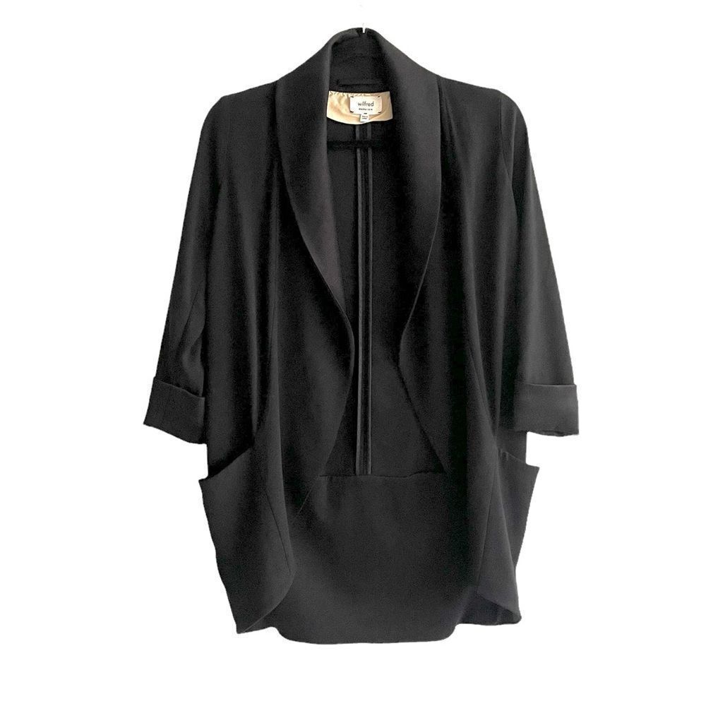 ARITZIA Wilfred Chevalier Open Cocoon Blazer Jacket Black 00